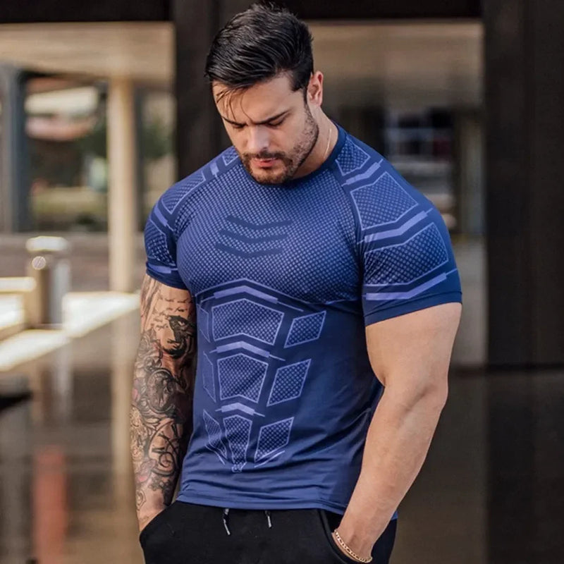 Camiseta Masculina Esportiva – Treino, Compressão, Secagem Rápida, Manga Curta, Fitness e Musculação