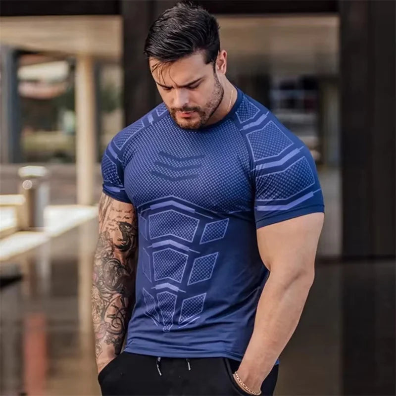 Camiseta Masculina Esportiva – Treino, Compressão, Secagem Rápida, Manga Curta, Fitness e Musculação