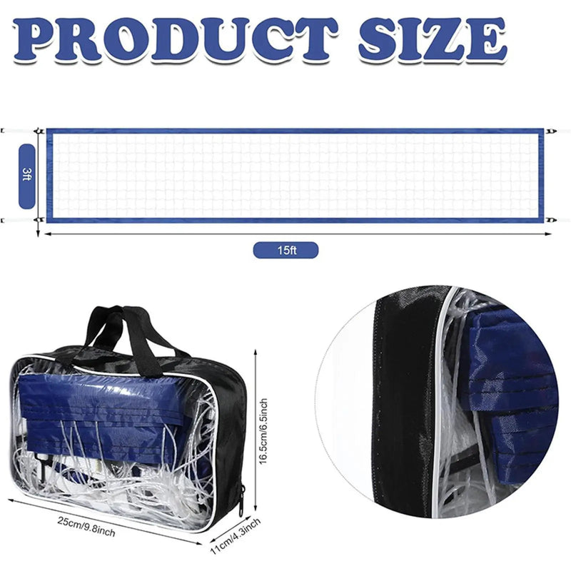 Rede de Vôlei Portátil – 15ft x 3ft com Bolsa de Transporte