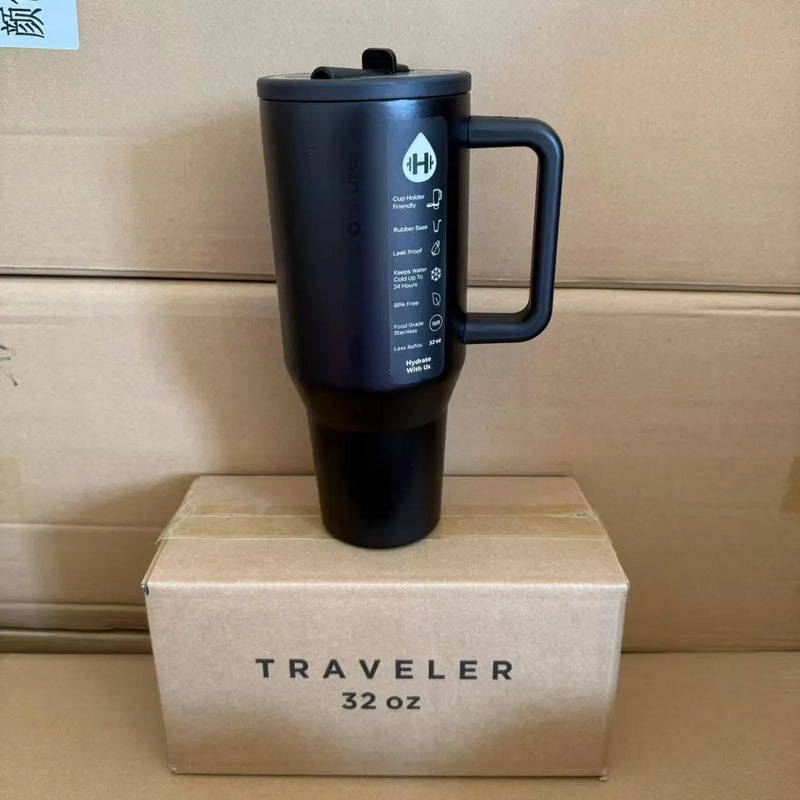 Copo Térmico HydroJug 32OZ/40OZ – Insulado a Vácuo em Aço Inox, Com Tampa e Canudo para Viagem