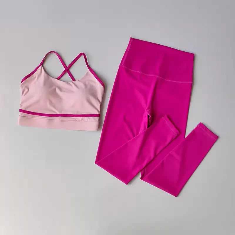 Conjunto Feminino de Yoga – Legging de Cintura Alta e Sutiã Esportivo para Treinos com Conforto e Estilo