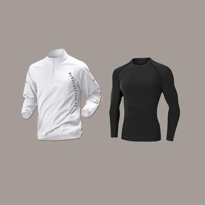 Conjunto Esportivo Masculino de Secagem Rápida – Manga Longa com Zíper