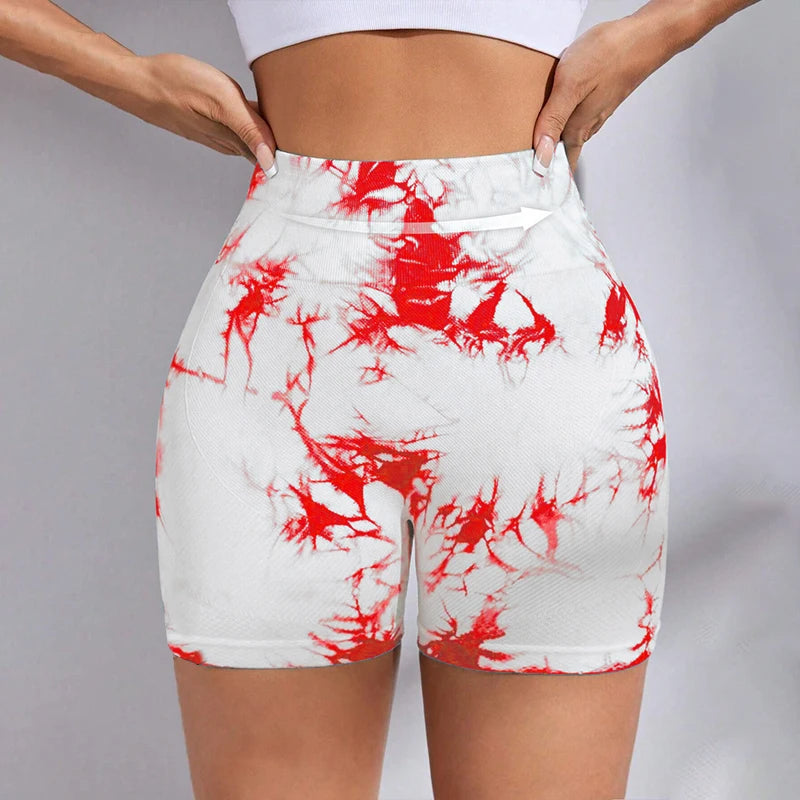 Shorts Feminino Tie Dye – Cintura Alta, Efeito Levanta Bumbum, Sem Costura