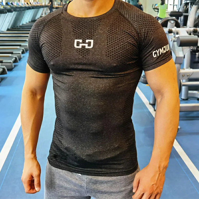 T-shirt Masculina Esportiva – Compressão, Musculação, Secagem Rápida