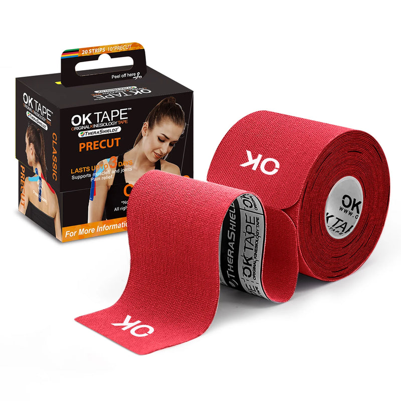 OK TAPE Kinesiology Tape - 5CM x 5M Precut (20 Tiras)