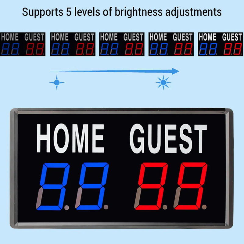 Placar Eletrônico LED 4 Dígitos com Controle Remoto – Ideal para Basquete, Tênis de Mesa, Vôlei e Mais
