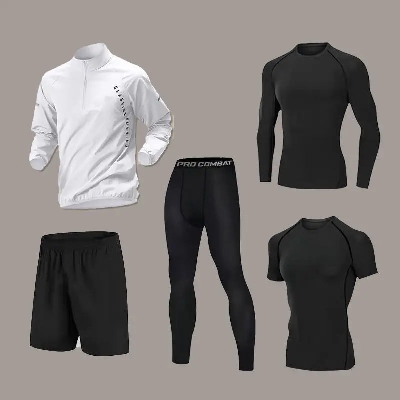 Conjunto Esportivo Masculino de Secagem Rápida – Manga Longa com Zíper