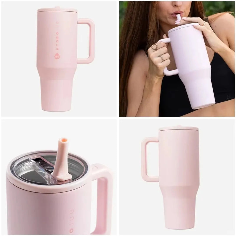Copo Térmico HydroJug 32OZ/40OZ – Insulado a Vácuo em Aço Inox, Com Tampa e Canudo para Viagem