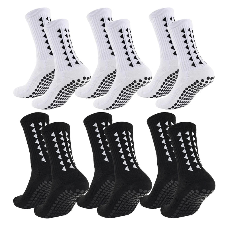 Kit com 6 Pares de Meias Esportivas Antiderrapantes – Unissex