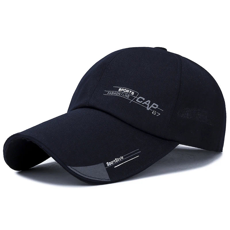 Boné de Sol Masculino e Feminino – Caps de Baseball com Aba Estendida, Estilo Simples, Tela de Algodão, Proteção Solar