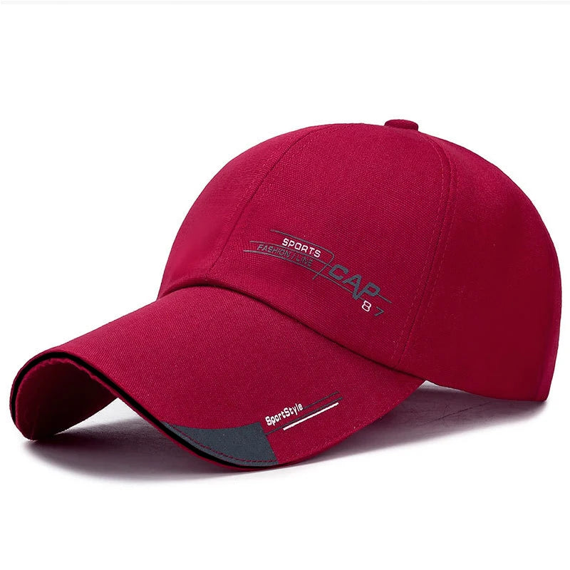 Boné de Sol Masculino e Feminino – Caps de Baseball com Aba Estendida, Estilo Simples, Tela de Algodão, Proteção Solar