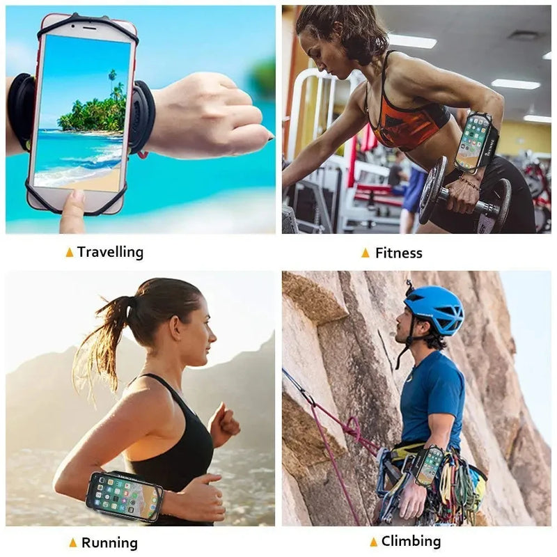 Suporte de Celular para Pulso 180° Giratório – Pulseira Esportiva Universal para Corrida, Ciclismo e Caminhadas