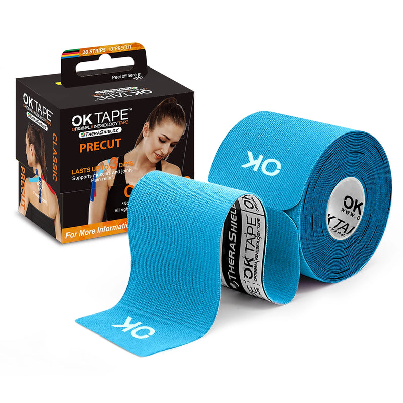 OK TAPE Kinesiology Tape - 5CM x 5M Precut (20 Tiras)