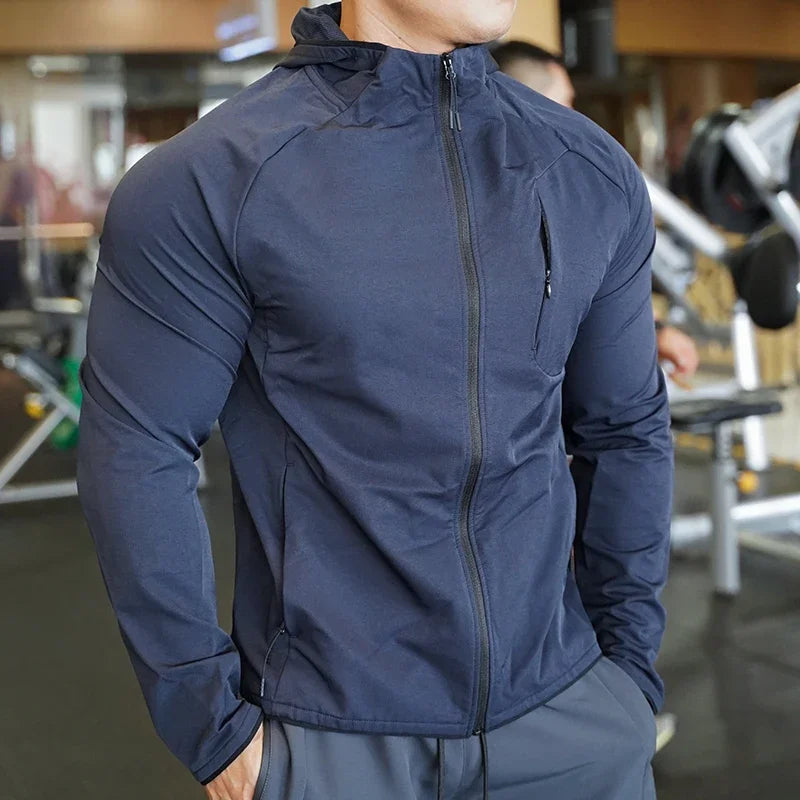Jaqueta Esportiva Masculina SHEDAO com Capuz – Estilo, Desempenho e Proteção em Todos os Treinos