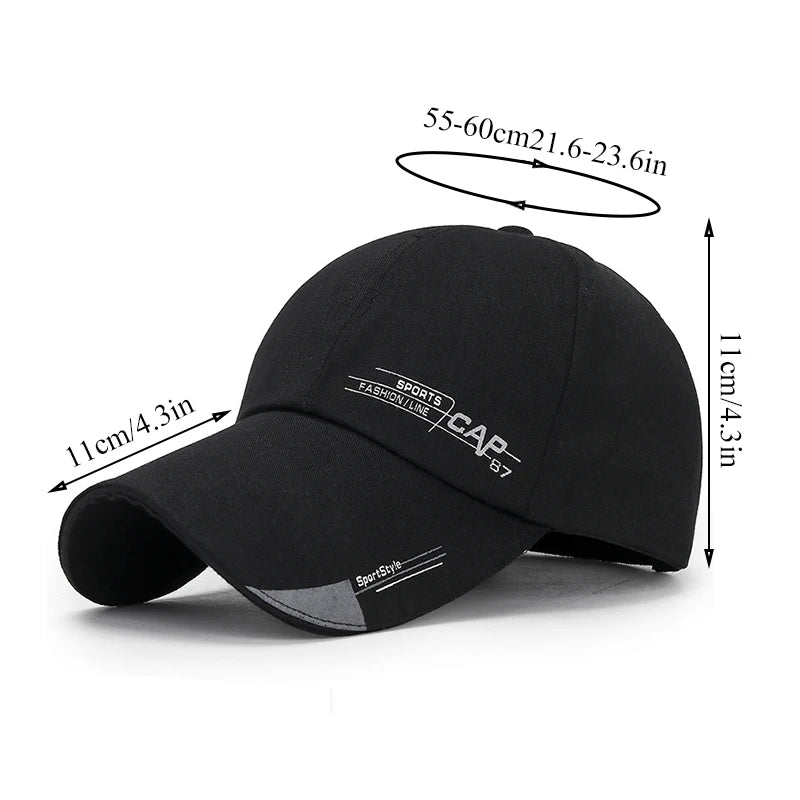 Boné de Sol Masculino e Feminino – Caps de Baseball com Aba Estendida, Estilo Simples, Tela de Algodão, Proteção Solar