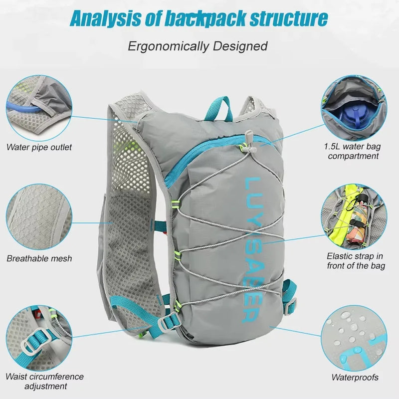 Mochila de Hidratação 2L para Maratona – Respirável, Refletiva e Ultra Leve para Corrida e Ciclismo